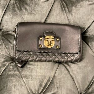 Marc Jacobs silver grey snap clutch